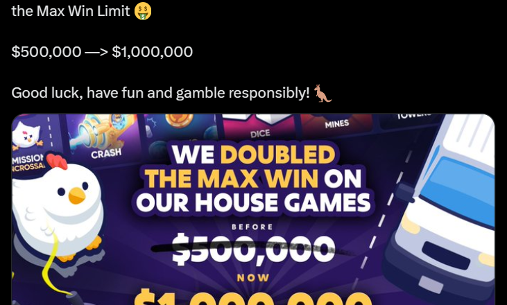 Roobet Doubles Max Win Limit to $1,000,000 on In-House Games